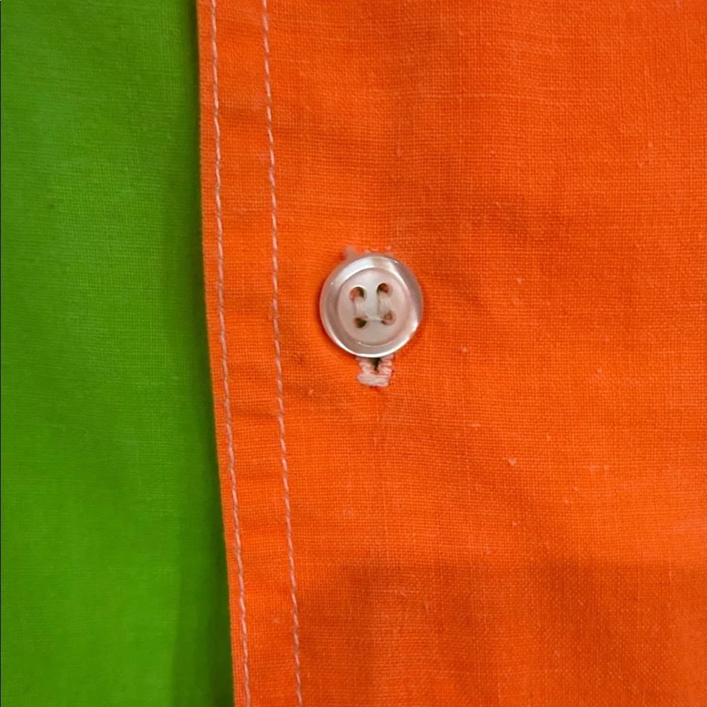 Naf Naf Paris Neon Colorblock Short Sleeve Shirt - Pink Green Orange - Picture 6 of 6